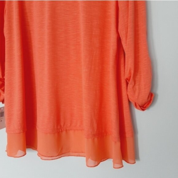 STYLE & CO. Stretchy & Soft Chifon Hem Women's Salmon Pink Top Sz 2X - Picture 13 of 15